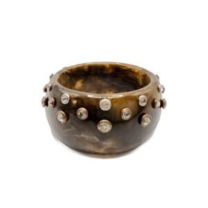 Vintage Brown swirl Lucite & Crystal Chunky Bangle Bracelet